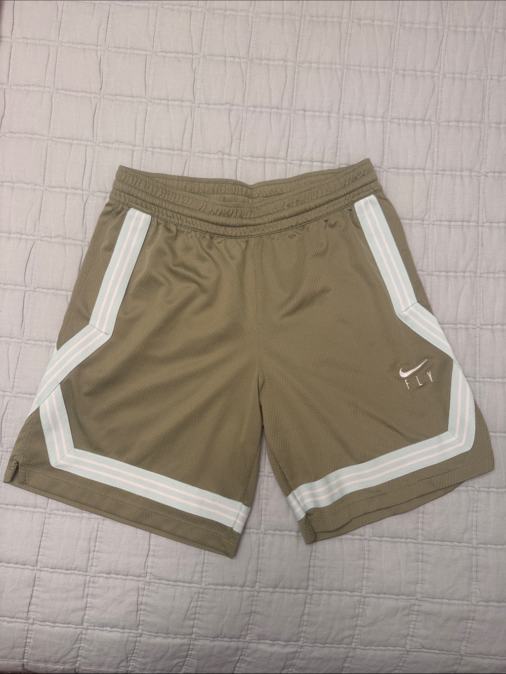 Nike Olive Dri-FIT Athletic Shorts with White Swoosh